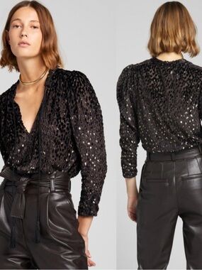 NEW A.L.C. Ophelia Velvet Clip Dot Blouse Size 6